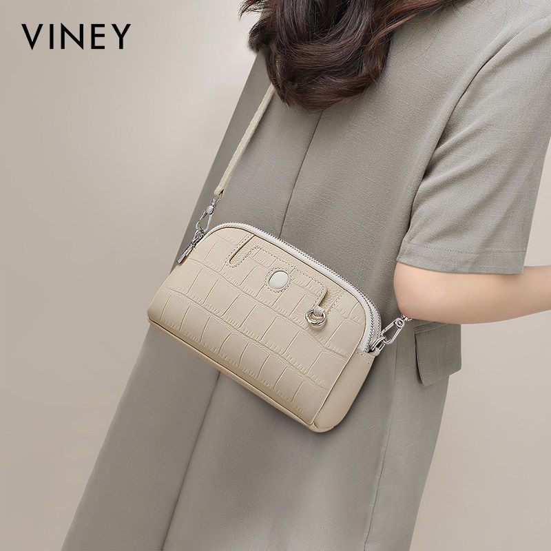 Viney包包2025新款夏天女包真皮斜挎包轻奢小众高级感单肩小挎包