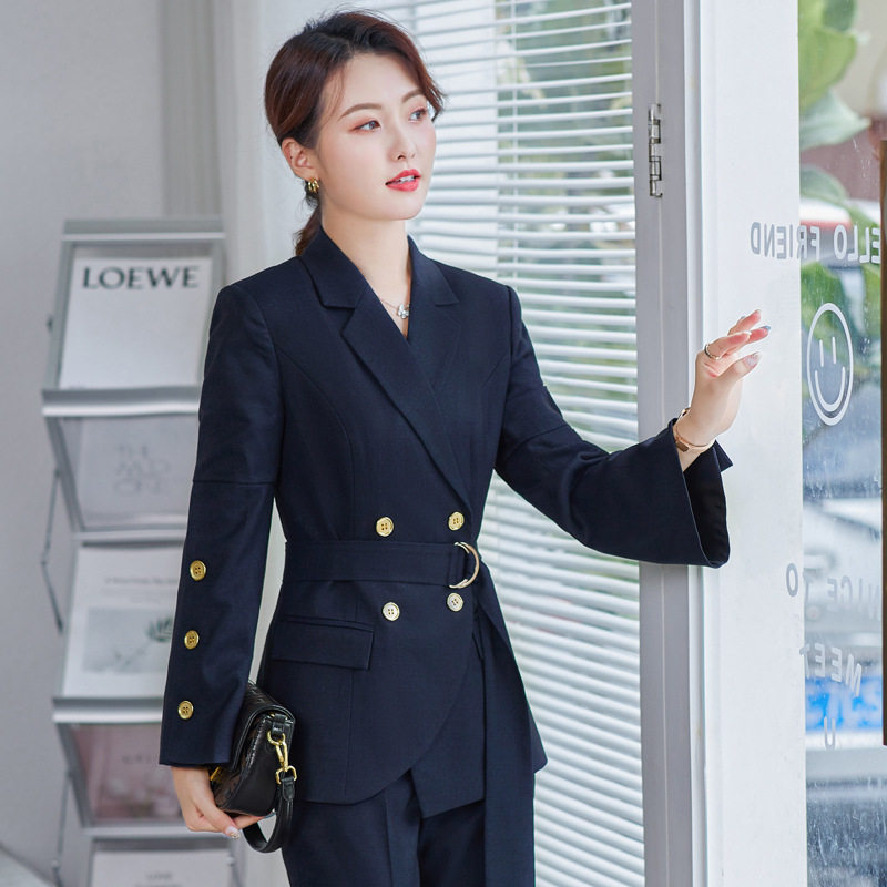 职业装气质女神范西装主持人晚会面试西服工装套装女美容院工作服_虎窝淘