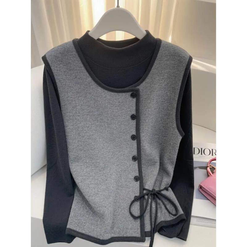 2025秋冬季新款时尚显瘦气质洋气女长袖内搭打底衫马甲休闲风套装,女装/女士精品,大码套装,淘宝优惠券,粉丝福利购,淘宝优惠卷