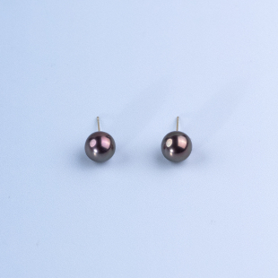 耳饰18K金8 青鸾 9mm 天使之泪淡水珍珠古铜怪色 ANGEPERLE