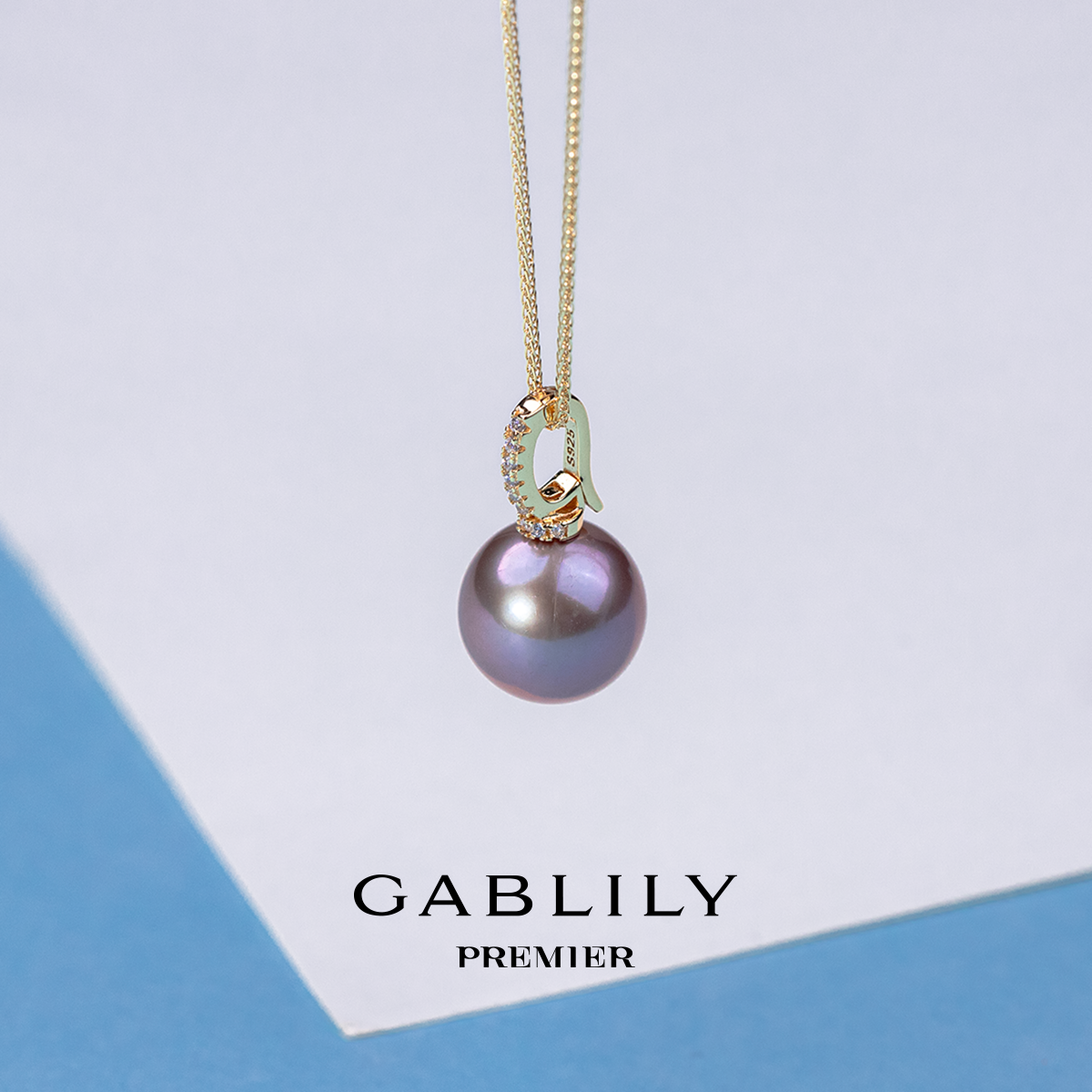 ANGEPERLE/天使之泪淡水珍珠紫珠吊坠送S925银链12-13mm