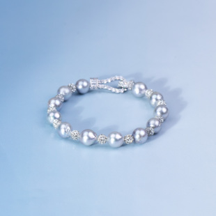 ANGEPERLE/天使之泪海水珍珠Akoya真多麻色巴洛克手链8-9mm