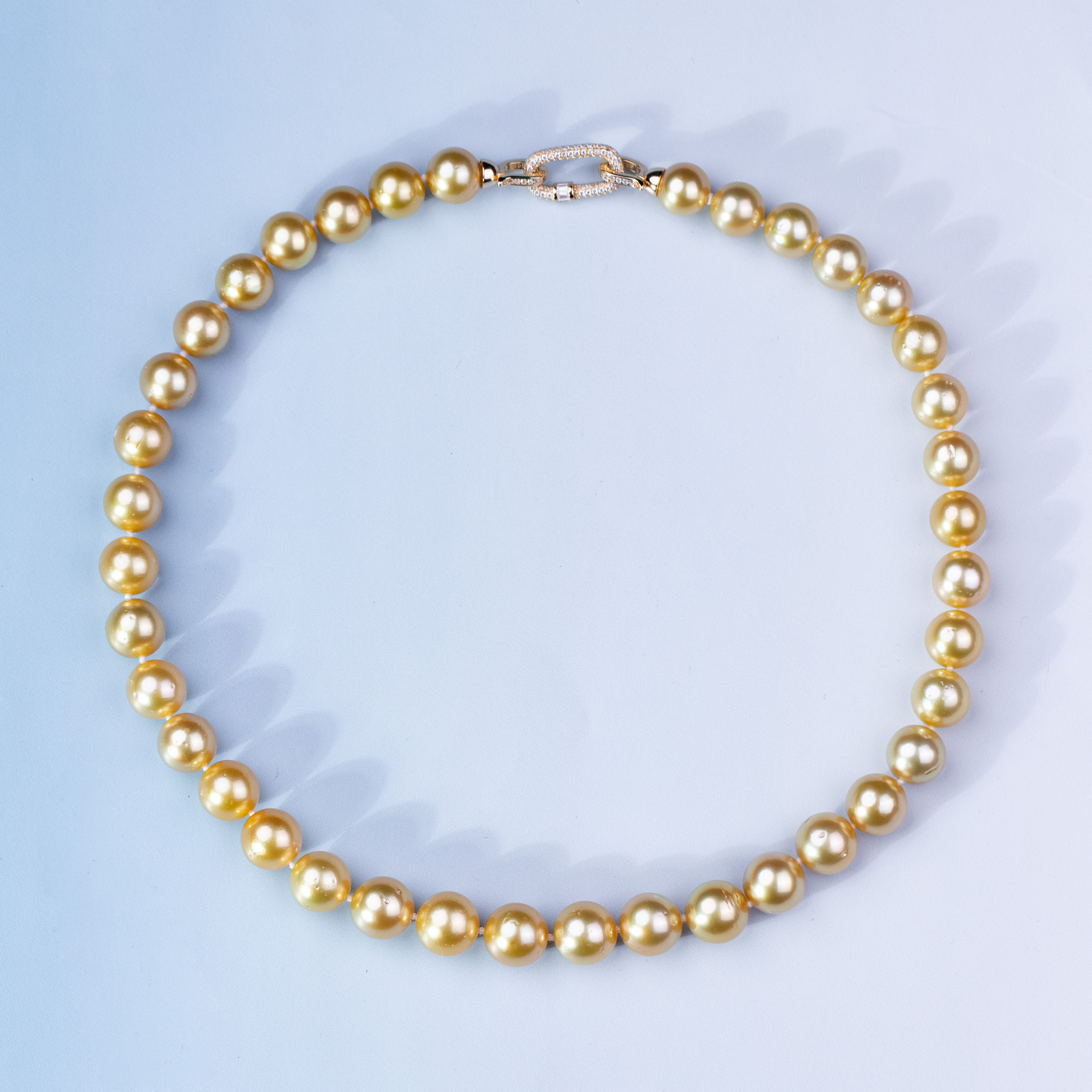 ANGEPERLE/天使之泪海水珍珠金珠项链S925银9-11mm