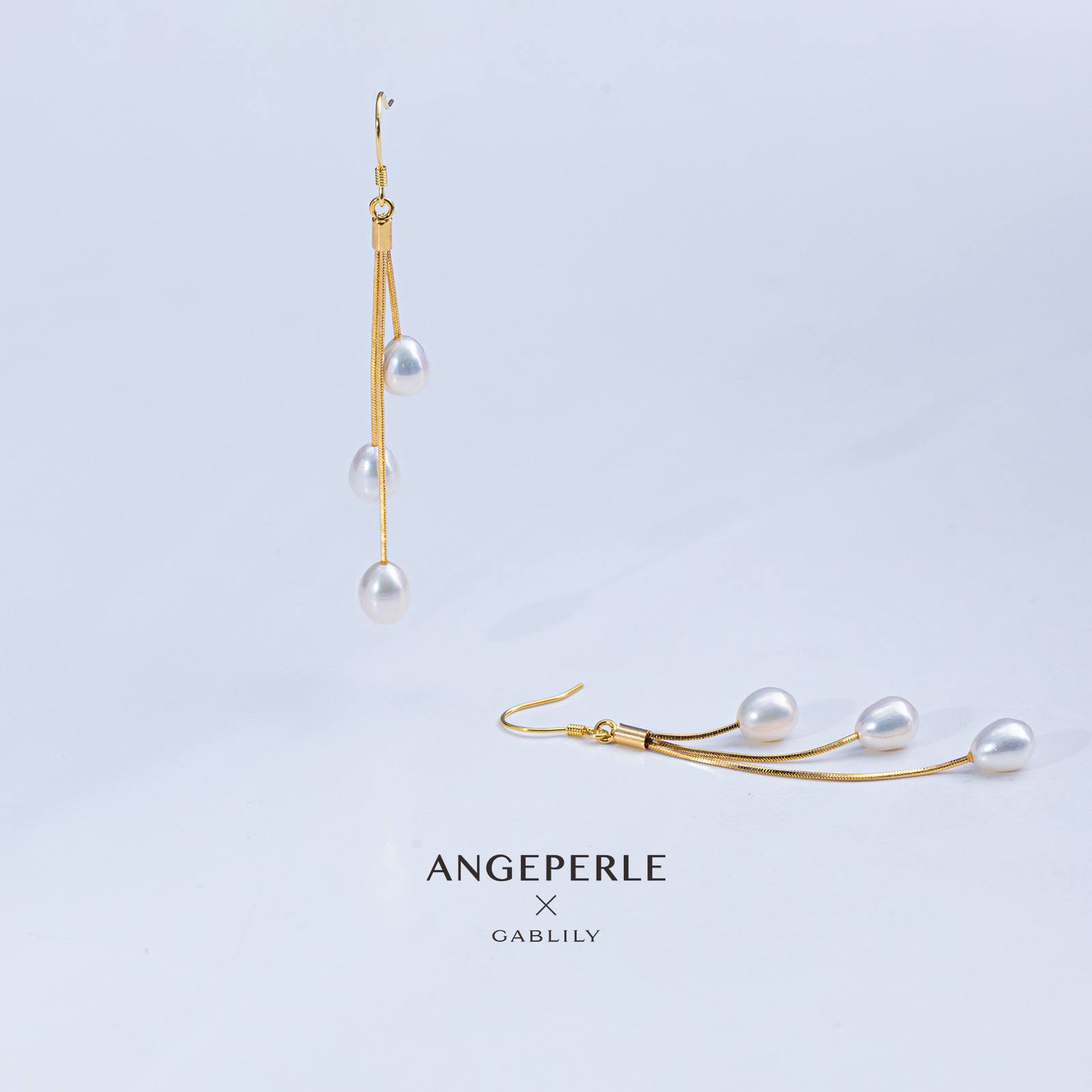 ANGEPERLE/天使之泪淡水珍珠S925银耳针流苏款耳饰6-7mm