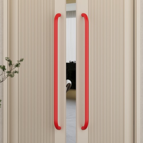 新中式玻璃门拉手奶油风红色拉手