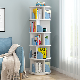 360度旋转书架简约家用学生书柜客厅角落儿童落地简易绘本置物架