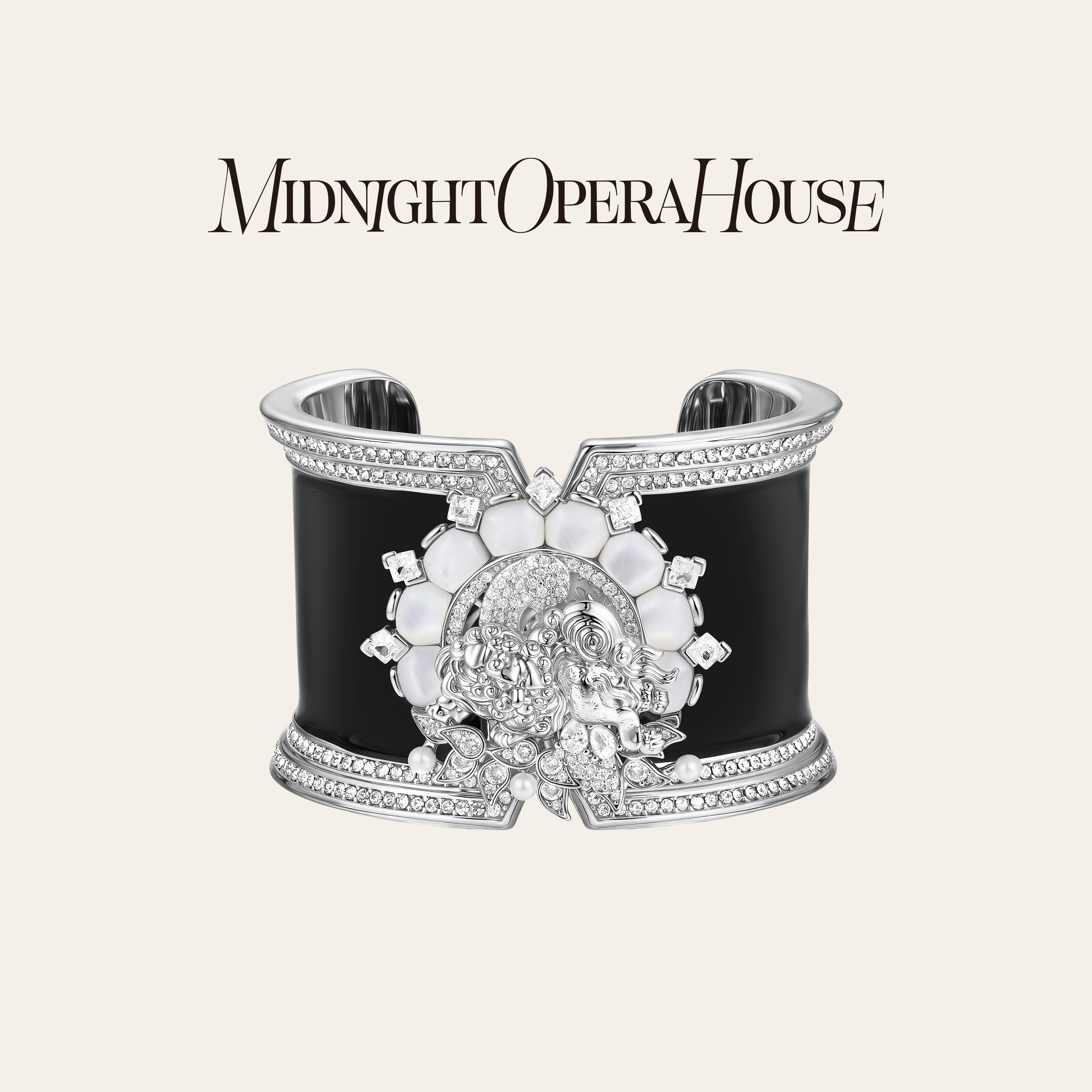【朱珠共创】MOH年度金标·银狮水晶贝母腕饰莲花珐琅奢华手镯