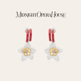 耳环耳饰礼物 MOH四时风物系列珐琅耳坠花朵双环新中式 杨紫同款