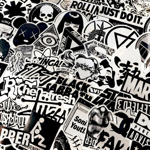 仿金属贴纸拉丝银色潮牌LOGO贴画