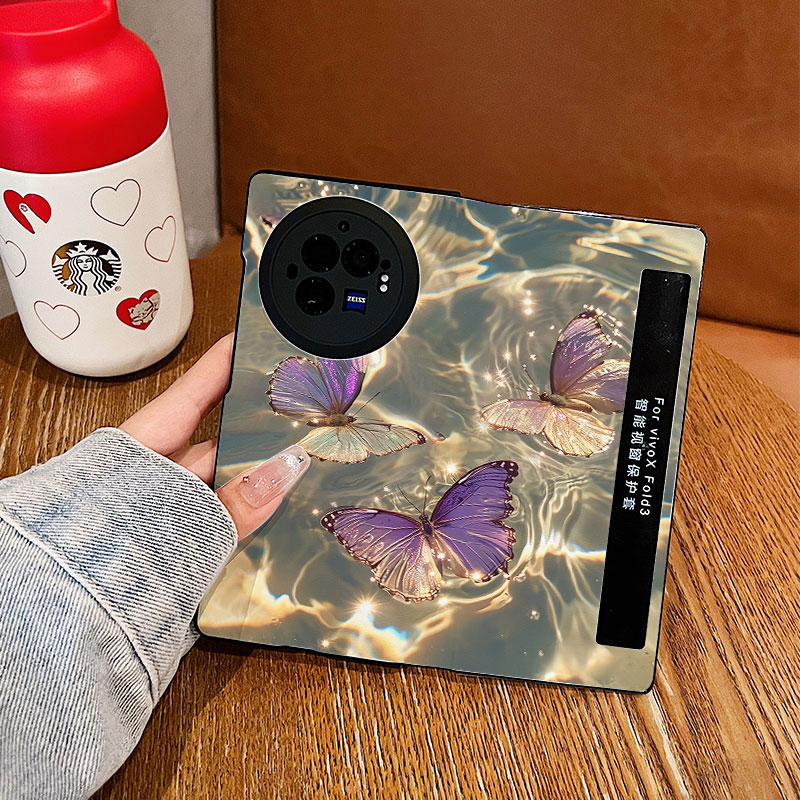 vivoxfold3pro手机壳水波纹紫蝶