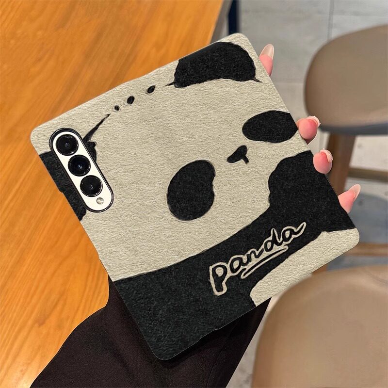 三星zfold6手机壳皮质大熊猫