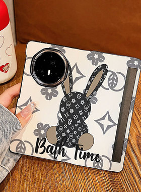 适用荣耀MagicV3手机壳新款皮质翻盖magicVs2黑色兔子折叠屏保护套V3超薄防摔V2至臻版轻奢风高级感女时尚潮