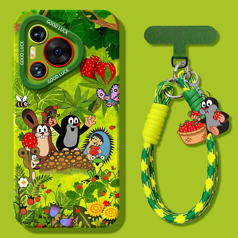 适用华为pura80pro手机壳新款pura70绿色p60女硅胶p50pro鼹鼠p40带挂链p70pro高级感ins风网红爆款p80ultra套