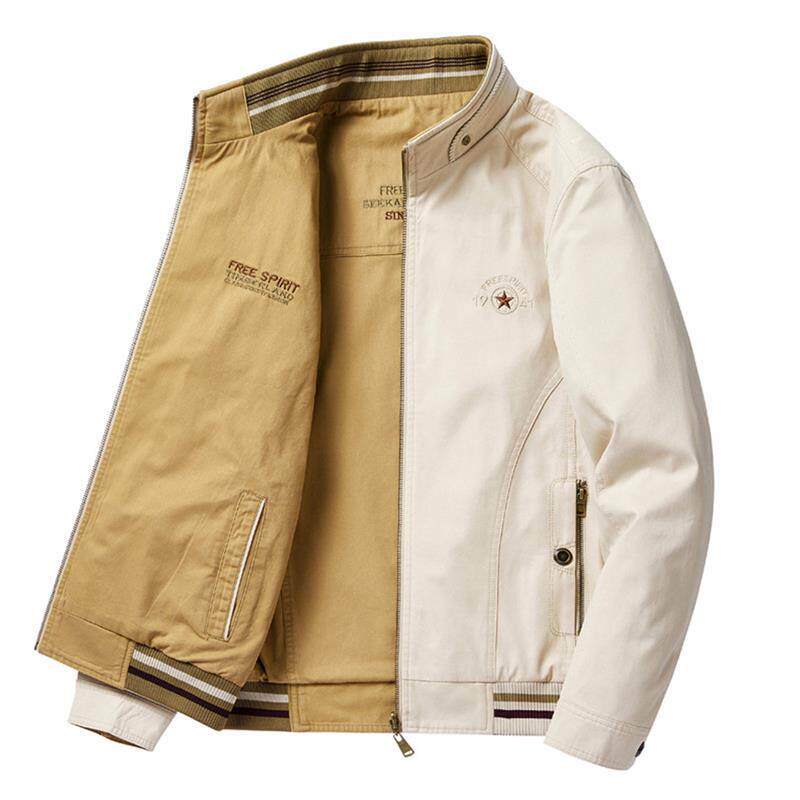 佳盛优选好物高档两面穿男士休闲立领纯棉夹克商务时尚百搭外套潮