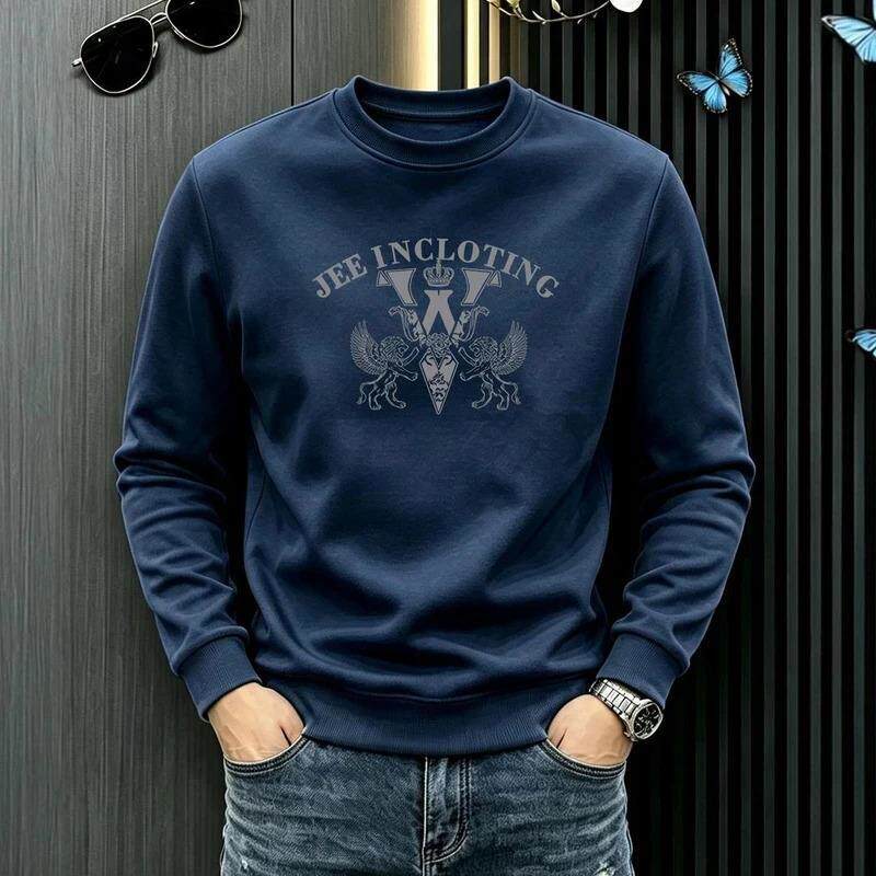 2隐泉水榭y美式重磅秋冬卫衣男潮流印花休闲长袖百搭修身套头上衣