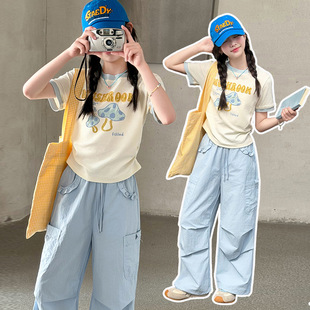 女童夏季短款T恤2026儿童夏装薄款短袖中大童纯棉弹力上衣小女生