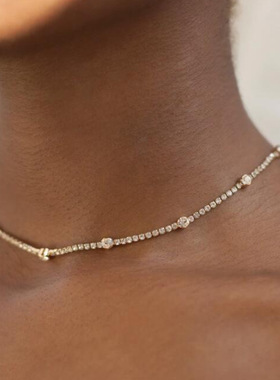 小众简约气质风爪链项饰 女士锁骨项链水钻轻奢颈链饰品配饰配饰