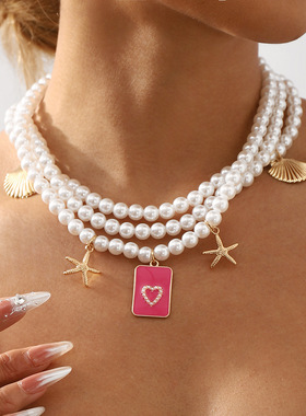 欧美跨境饰品复古海洋风仿珍珠海