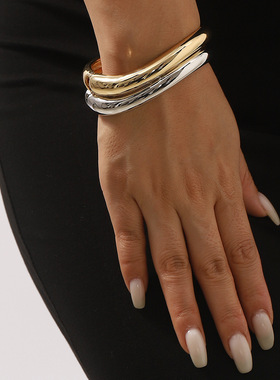 不规则几何还好弹簧高端手镯欧美跨境简约手环个性时尚气质手饰女