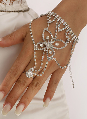 跨境外贸时尚爪链满钻手背链气质