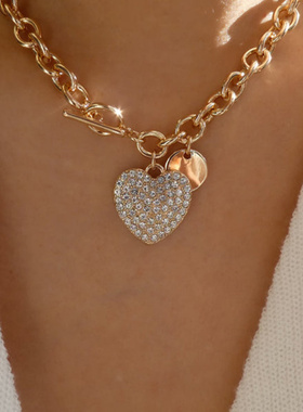 欧美气质个性甜酷风颈链圆片爱心