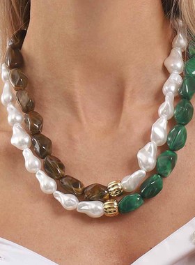 法式复古风异形巴洛克珍珠项链女