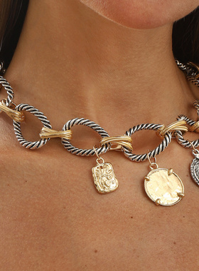 欧美夸张气质流行麻花链条项链ZA