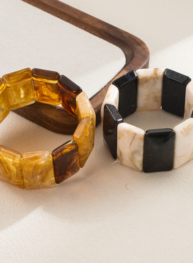 跨境秋冬新款晕染拼接树脂手镯简