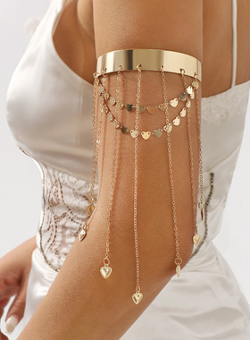 复古链条流苏爱心臂镯气质简约百