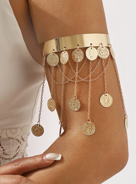 新款跨境手饰异域风钱币长流苏开