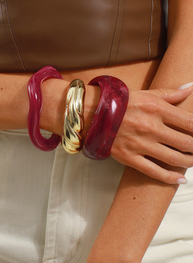 跨境热销时尚不规则几何开口手镯