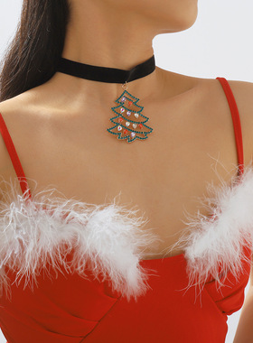 christmas圣诞节锁骨吊坠雪花圣