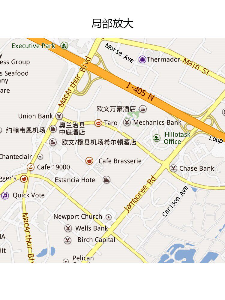 美国尔湾市irvine地图 外贸公司旅游行社区域划分书房装饰画芯