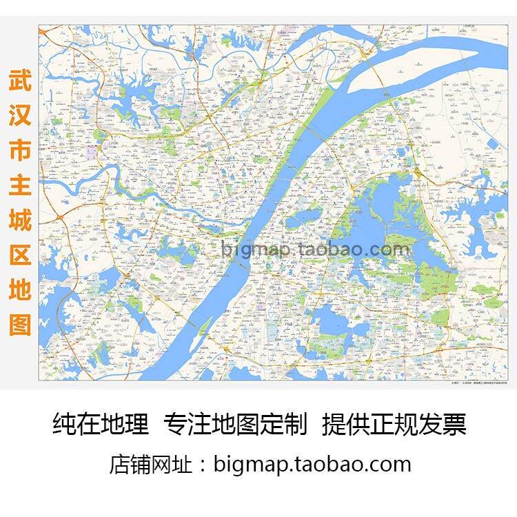 武汉市主城区（三环路以内）地图现代装饰画