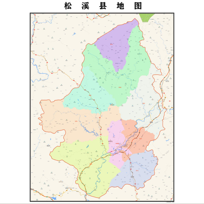 南平市松溪县地图2023年行政区划市区主城区街道交通地图图片素材