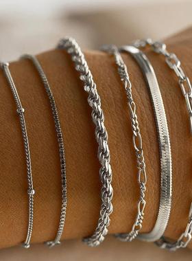 6-piece set bracelets women金属链条女式手饰套装6条装手链套装