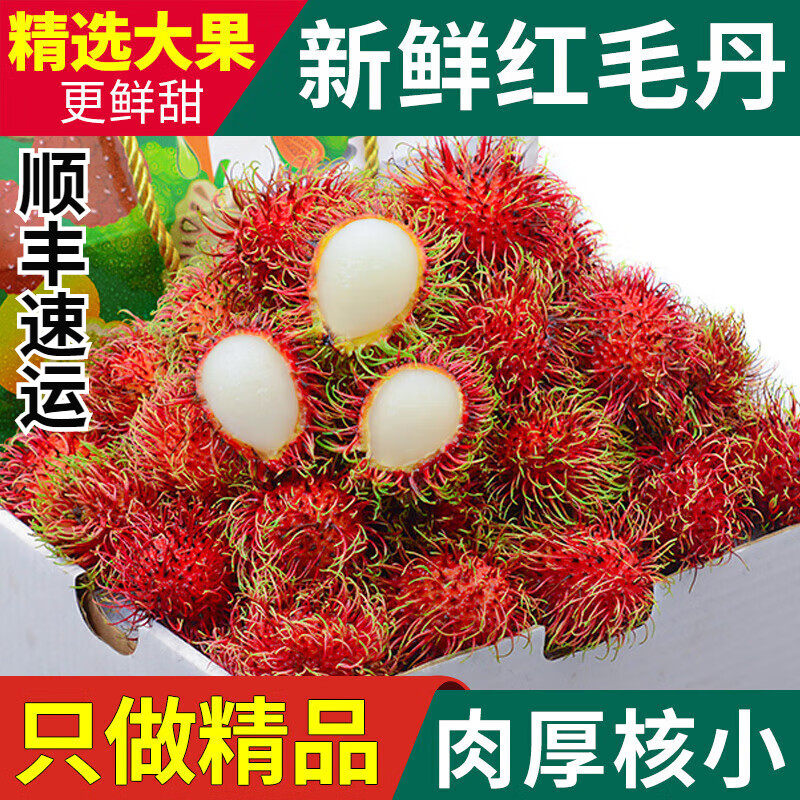 顺丰海南红毛丹水果新鲜毛荔枝带箱3斤新鲜当季热带水果包邮