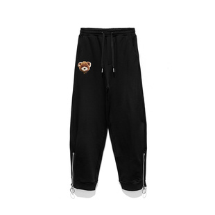 MW051052395B 百搭街头风长裤 潮牌小熊刺绣休闲束脚裤 卫裤