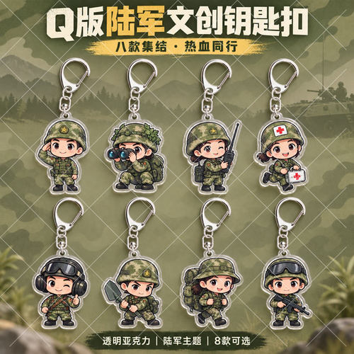 陆军亚克力钥匙扣盲盒同款Q版陆军周边双面透明创意礼物立牌挂件