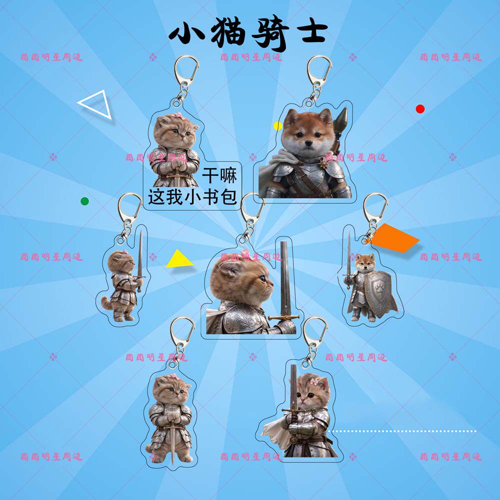 小猫骑士亚克力钥匙扣高颜值网红表情包周边礼物双面包包挂件定制