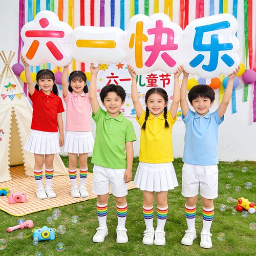 儿童短袖polo衫糖果色演出服