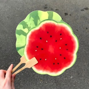 清凉一夏手绘西瓜团扇小清新水果图案折扇随身携带夏日清凉小物