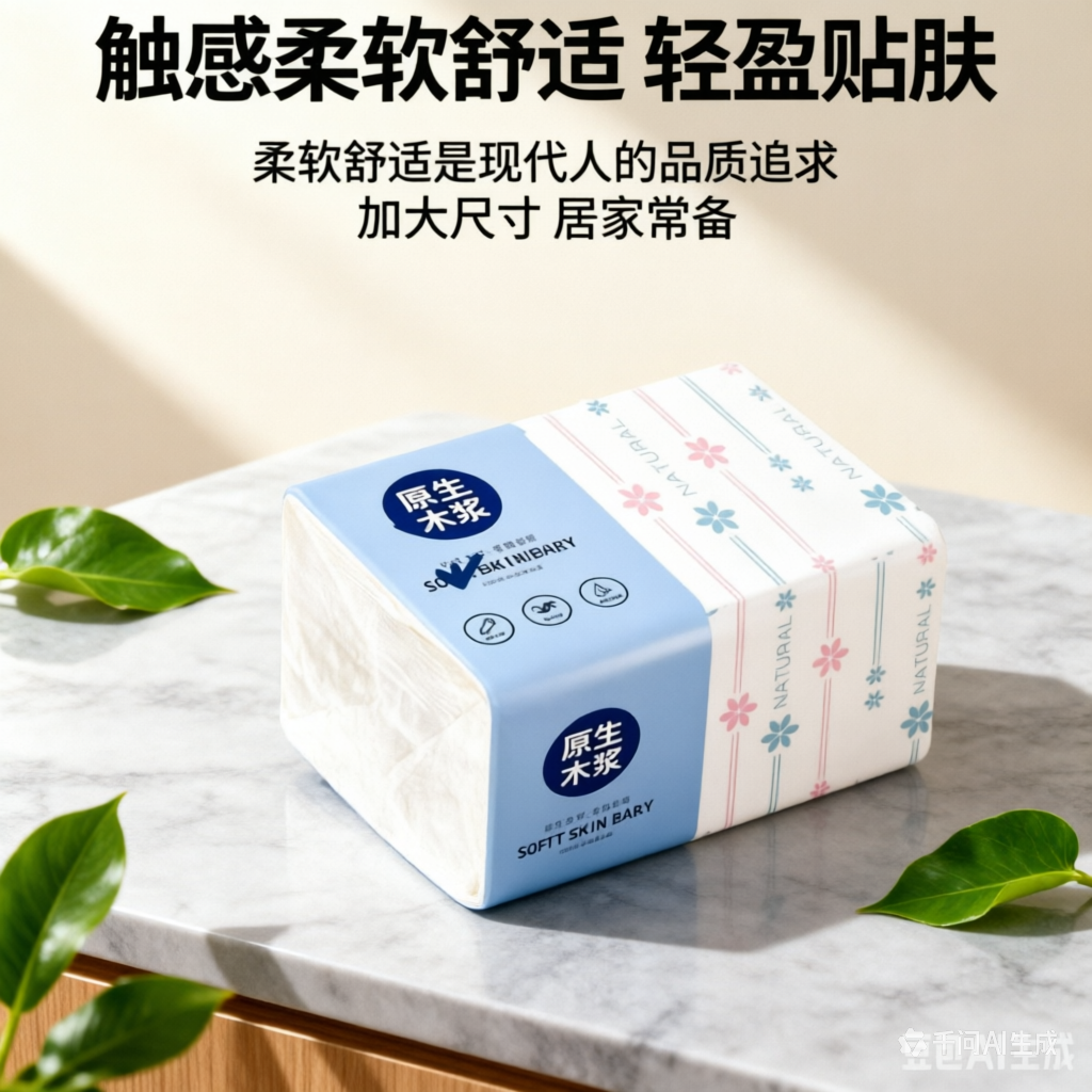 原生木浆可湿水抽纸 独立软包加厚柔韧 母婴适用 家用办公纸巾