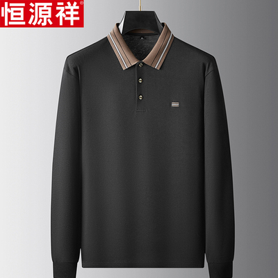 恒源祥桑蚕丝长袖t恤中年polo衫