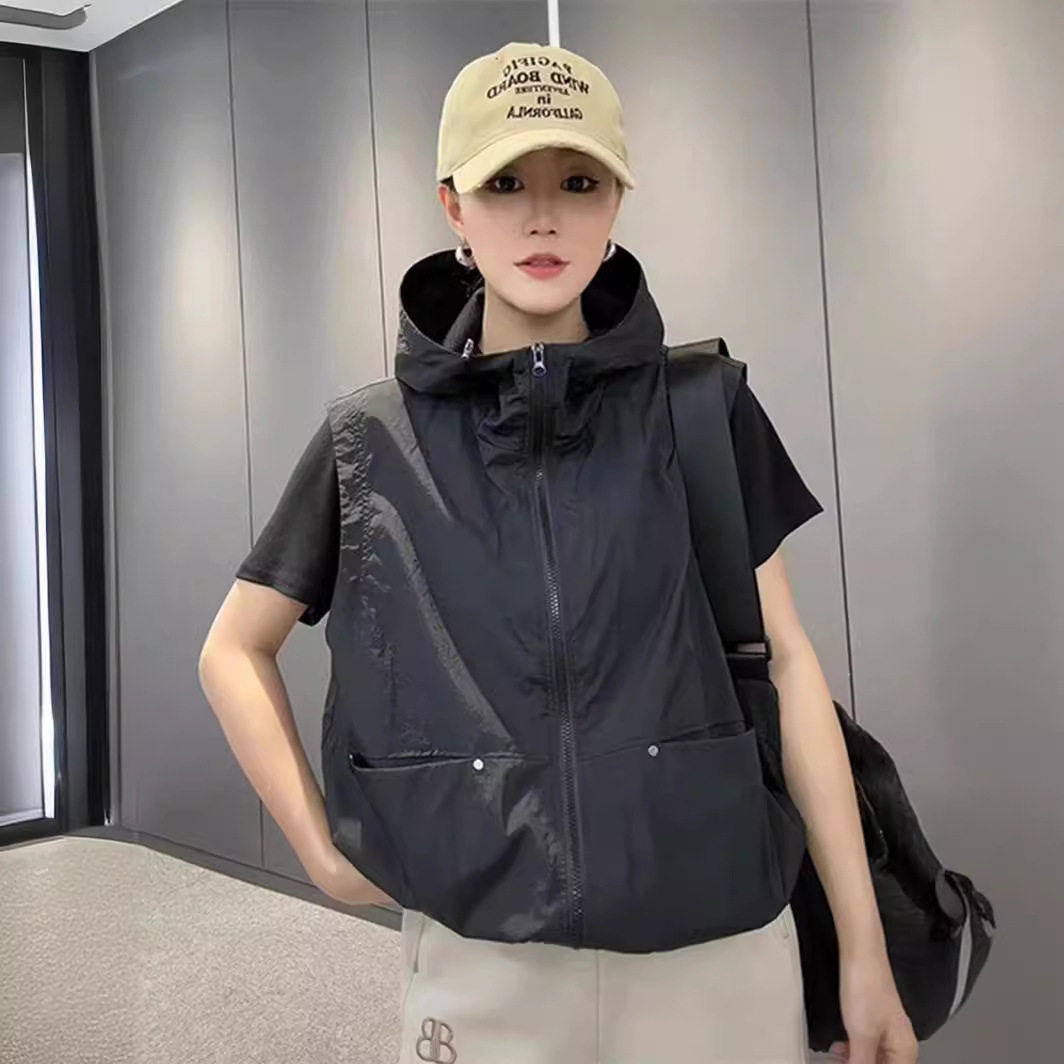 时尚连帽防晒马甲女春夏