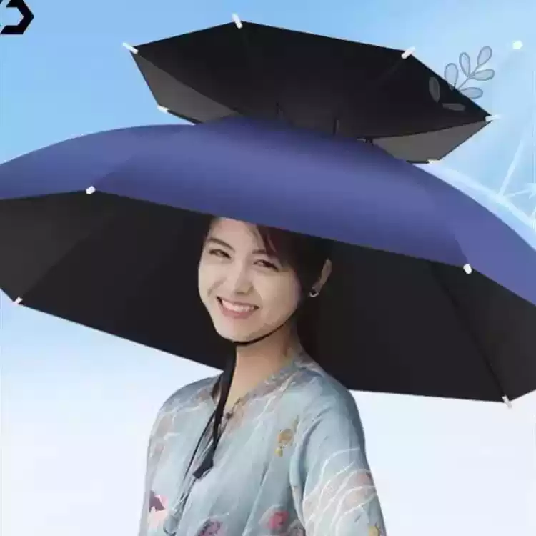 头戴式伞帽斗笠防紫外线钓鱼专用防雨遮阳采茶折叠夏季户外垂钓帽
