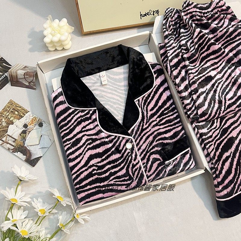 金丝绒睡衣女秋冬季高级感轻奢网红爆款女士斑马纹粉色家居服套装,女士内衣/男士内衣/家居服,睡衣/家居服套装,淘宝优惠券,粉丝福利购,淘宝优惠卷