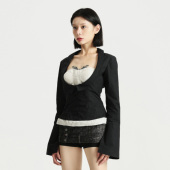 LinyiLi原创上衣设计感小众女海妖风黑色衬衫 8折 女内搭叠穿