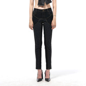 LinyiLi 不贴腿铅笔裤 秋冬高腰黑色牛仔小脚裤 女配靴子休闲裤