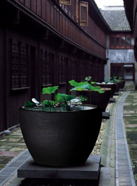 景德镇陶瓷睡莲缸大号陶瓷水缸家用荷花花盆栽缸养鱼庭院招财大缸